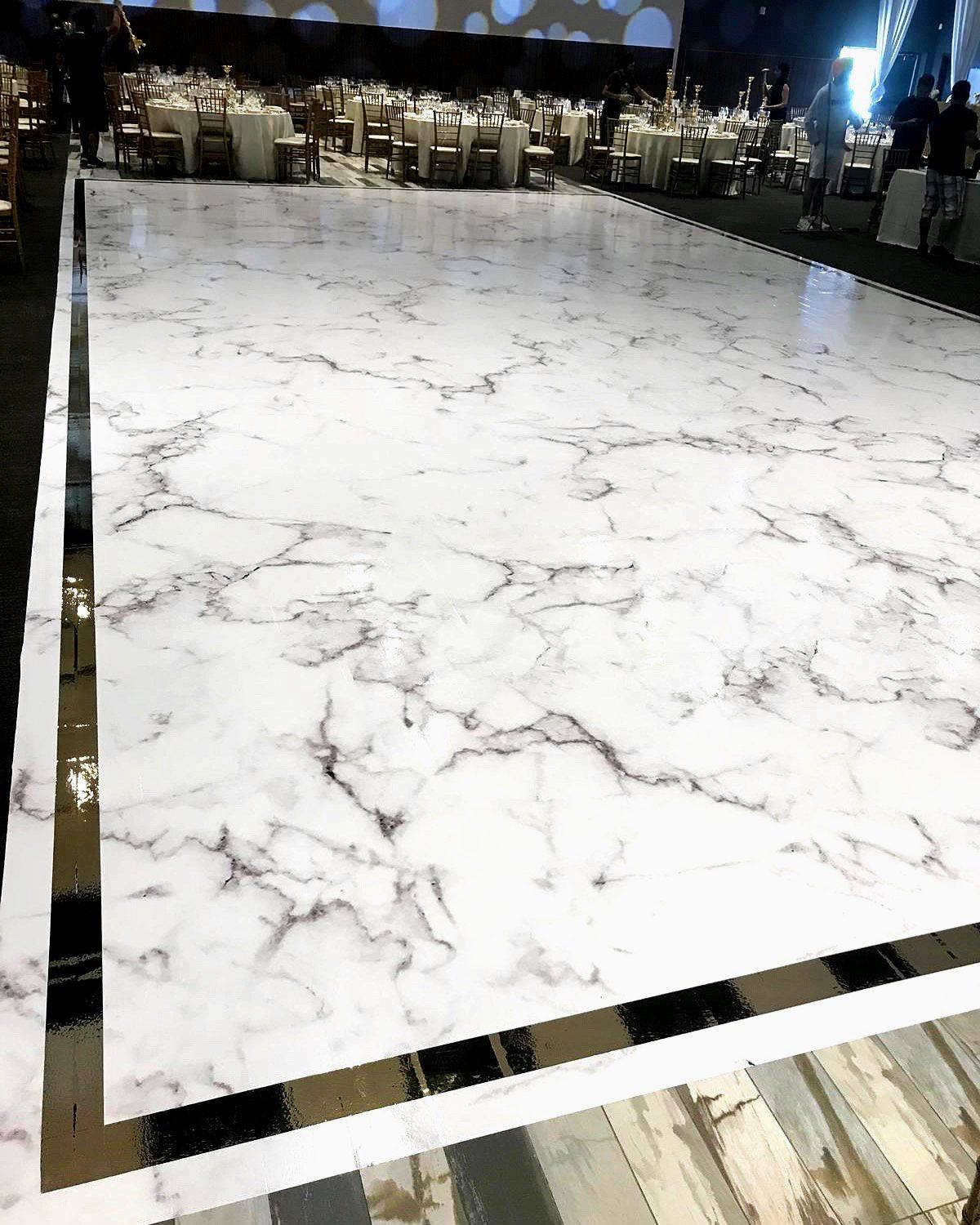 White and black marble wedding dance floor