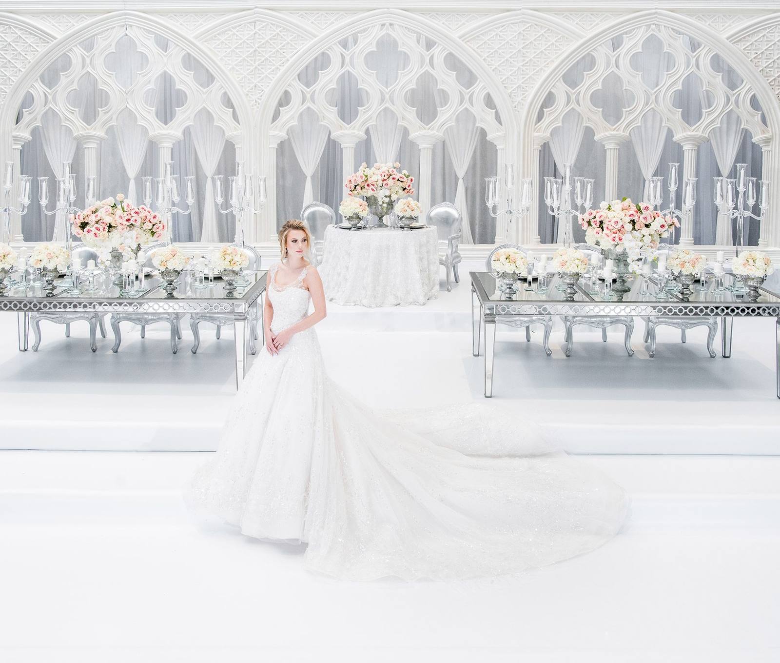 White floral wedding dance floor