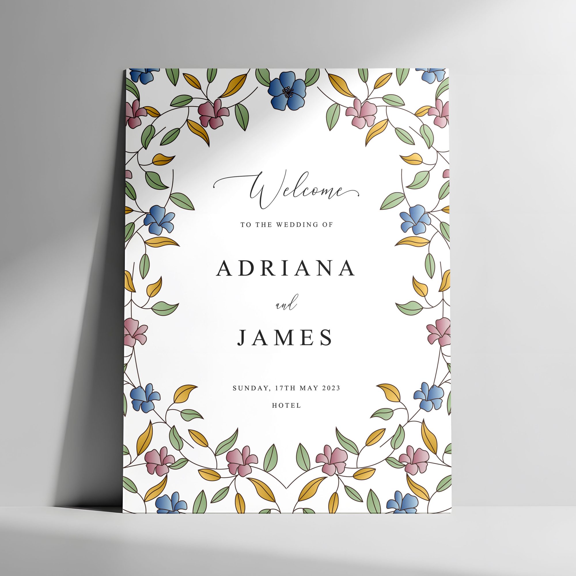 Custom floral printed wedding welcome sign GTA