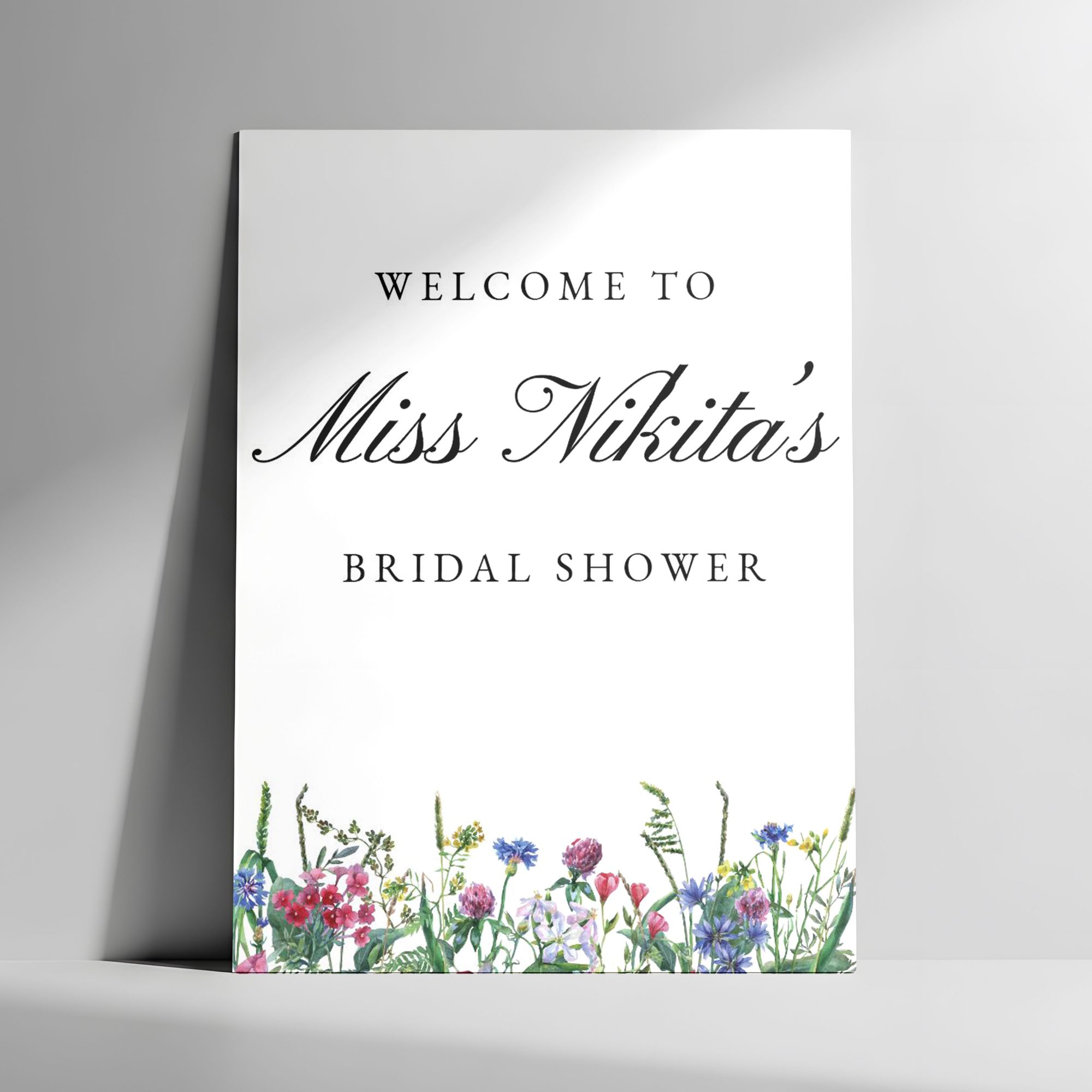 White Botanical welcome sign
